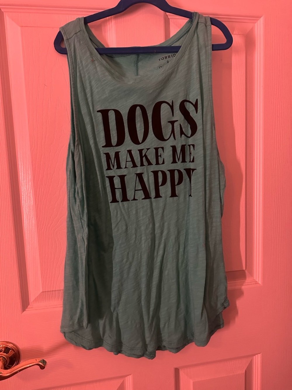 torrid Green Tank Top with Black "DOGS MAKE ME HAPPY" Print